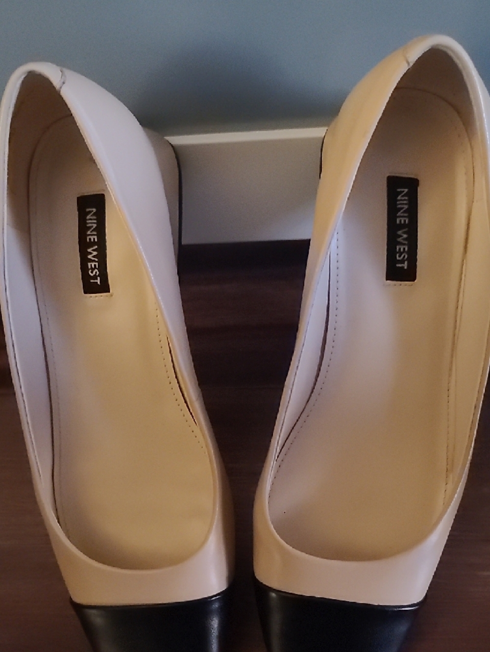 Nine West Beige and Black Cap-Toe Ballet Flats - Picture 3 of 5